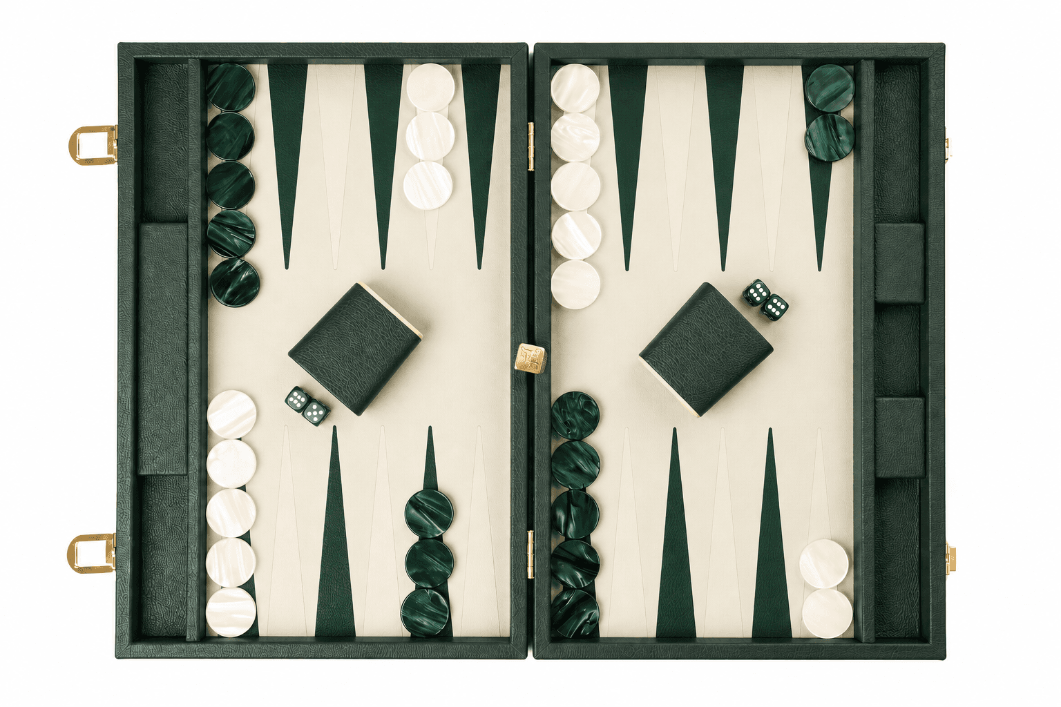 Hunter leather backgammon set, open flat