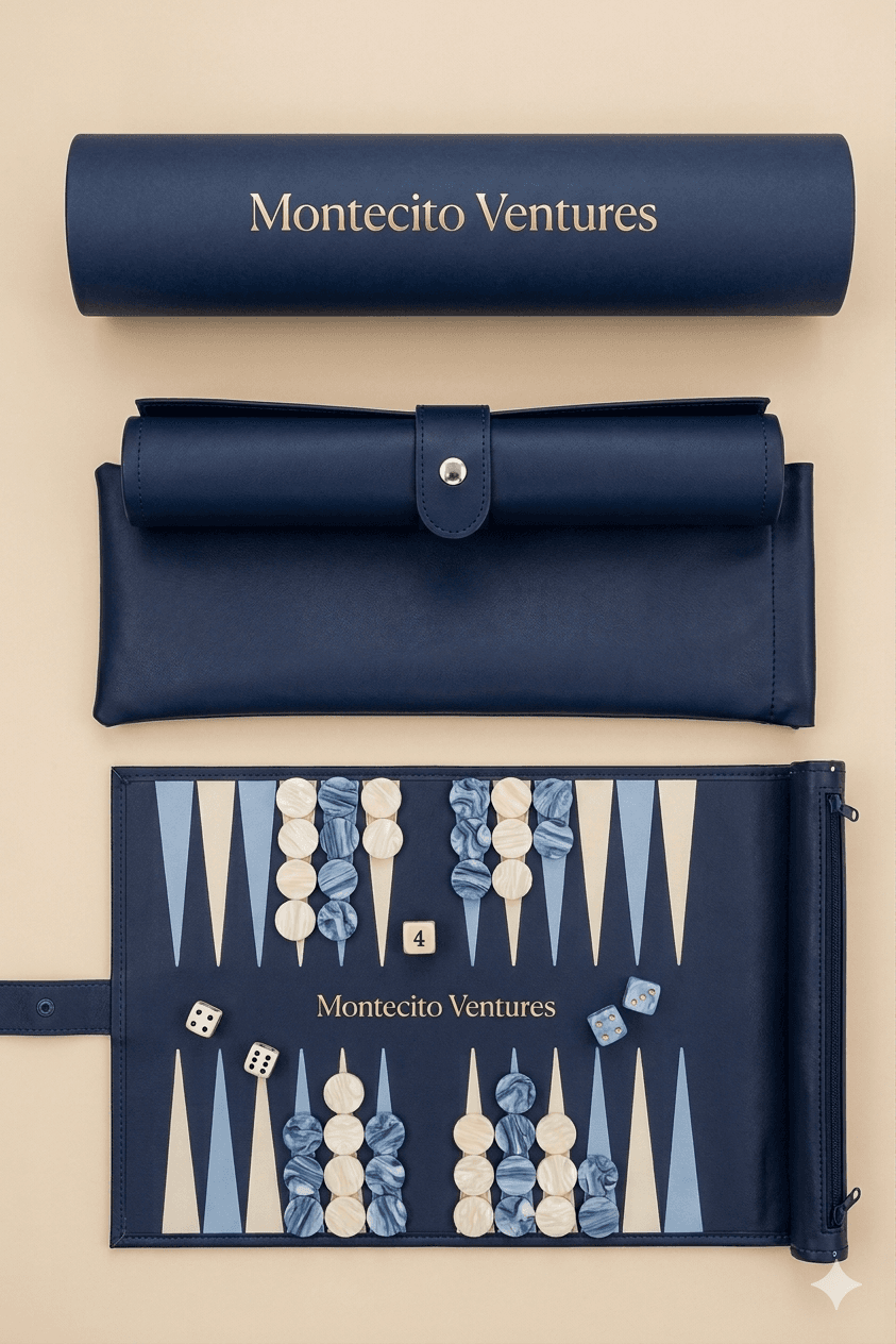 Custom-branded roll-up backgammon by JetSetPlay