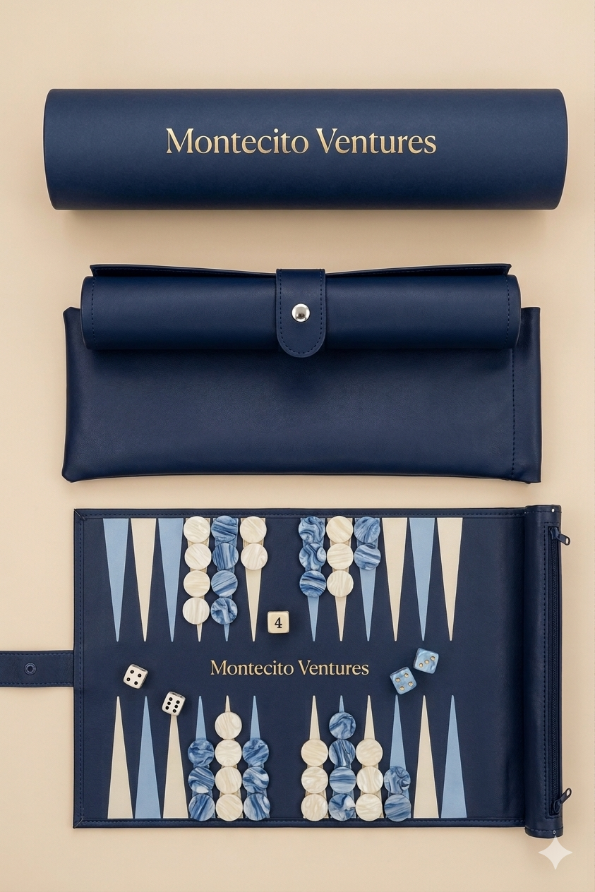 Custom backgammon Edition with board, chips, dice, roll and packaging